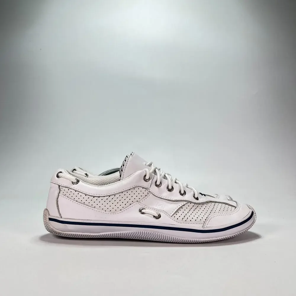 Sperry Top-Sider White Nautical Leather Casual Classic Boat Shoes Women's Sz 9.5